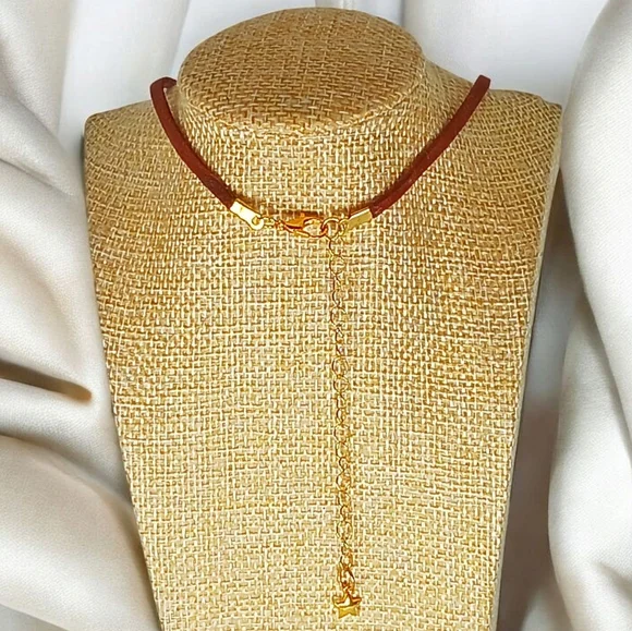 Faux Leather Cord Cowboy Hat Charm Choker Necklace Cowgirl Western Southwestern - Picture 4 of 12